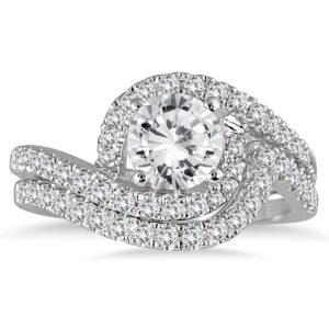 AGS Certified 1 1/2 Carat TW Curved Diamond Bridal Set in 14K White Gold (H-I Color, I1-I2 Clarity)- BSS52070AGS2