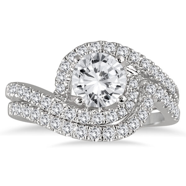 AGS Certified 1 1/2 Carat TW Curved Diamond Bridal Set in 14K White Gold (H-I Color, I1-I2 Clarity)- BSS52070AGS2