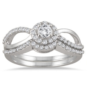 1/2 Carat TW Diamond Open Infinity Bridal Set in 10K White Gold- BSS53083