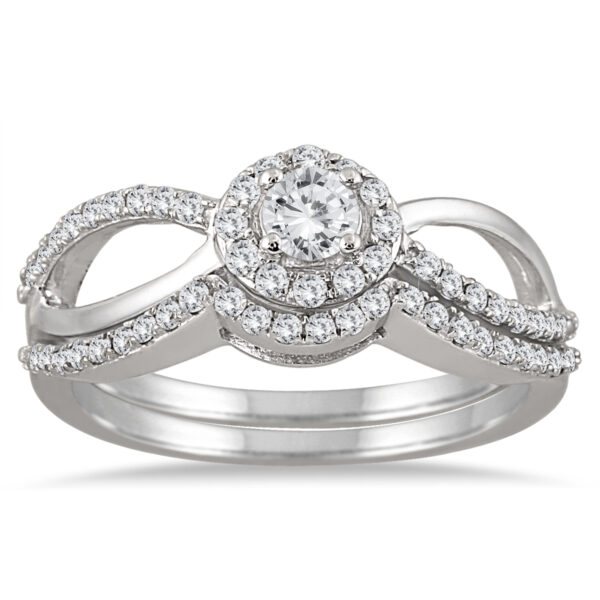 1/2 Carat TW Diamond Open Infinity Bridal Set in 10K White Gold- BSS53083