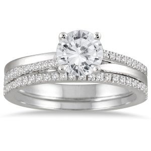AGS Certified 1 1/4 Carat TW Diamond Bridal Set in 14K White Gold (H-I Color, I1-I2 Clarity)- BSS54052AGS2