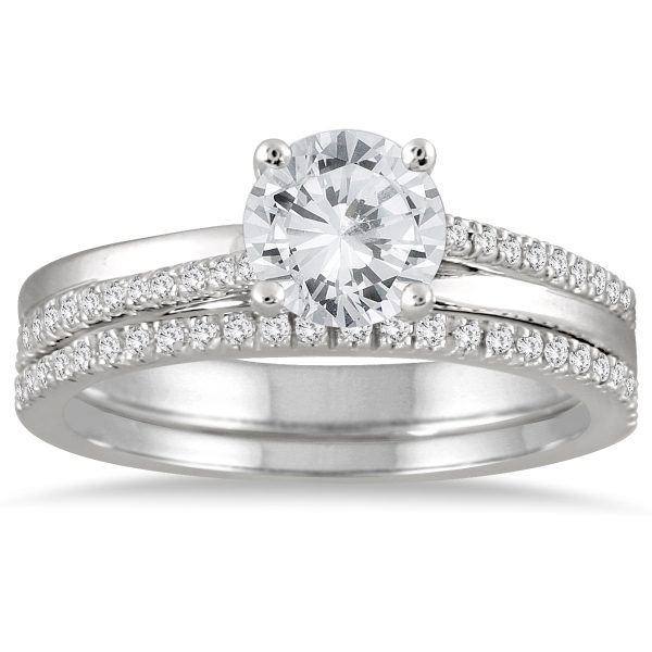 AGS Certified 1 1/4 Carat TW Diamond Bridal Set in 14K White Gold (H-I Color, I1-I2 Clarity)- BSS54052AGS2