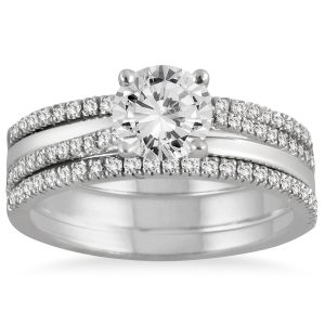 AGS Certified 1 2/5 Carat TW Diamond Three Piece Bridal Set in 14K White Gold (I-J Color, I2-I3 Clarity)- BSS55035AGS1