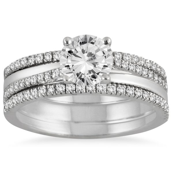 AGS Certified 1 2/5 Carat TW Diamond Three Piece Bridal Set in 14K White Gold (I-J Color, I2-I3 Clarity)- BSS55035AGS1