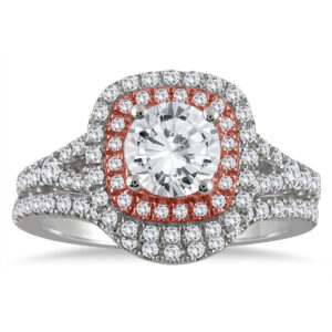 AGS Certified 1 5/8 Carat TW Diamond Bridal Set in 14K Rose and White Gold (I-J Color, I2-I3 Clarity)- BSS55050AGS1