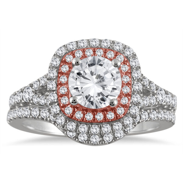 AGS Certified 1 5/8 Carat TW Diamond Bridal Set in 14K Rose and White Gold (I-J Color, I2-I3 Clarity)- BSS55050AGS1