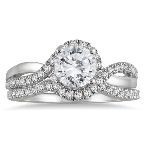 AGS Certified 1 1/4 Carat TW Diamond Bridal Set in 14K White Gold (J-K Color, I2-I3 Clarity)- BSS55113