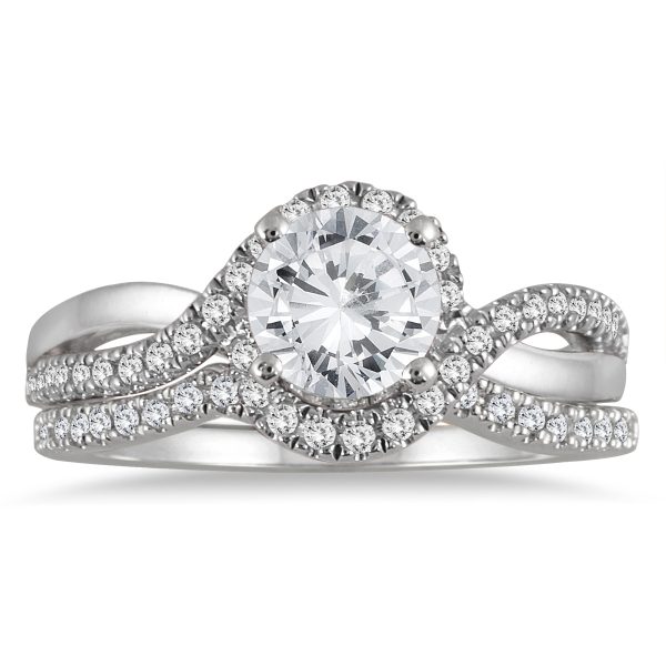 AGS Certified 1 1/4 Carat TW Diamond Bridal Set in 14K White Gold (J-K Color, I2-I3 Clarity)- BSS55113