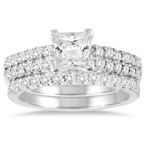 1 3/4 Carat TW Princess Diamond Bridal Set in 14K White Gold- BSS55723
