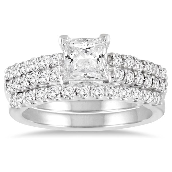 1 3/4 Carat TW Princess Diamond Bridal Set in 14K White Gold- BSS55723