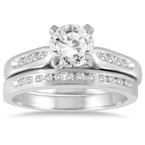 AGS Certified 1 1/5 Carat TW Diamond Bridal Set in 14K White Gold (I-J Color, I2-I3 Clarity)- BSS55739AGS1