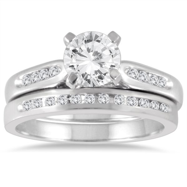 AGS Certified 1 1/5 Carat TW Diamond Bridal Set in 14K White Gold (I-J Color, I2-I3 Clarity)- BSS55739AGS1
