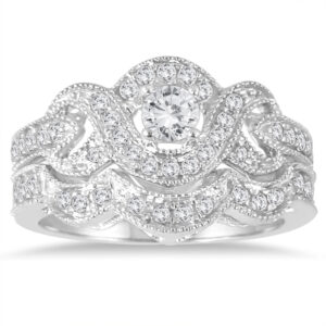 5/8 Carat TW Diamond Infinity Bridal Set in 10K White Gold (K-L Color, I2-I3 Clarity)- BSS56005D