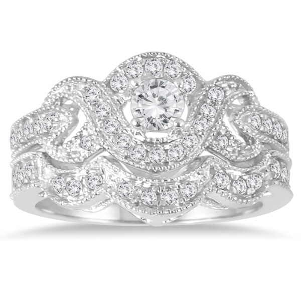 5/8 Carat TW Diamond Infinity Bridal Set in 10K White Gold (K-L Color, I2-I3 Clarity)- BSS56005D