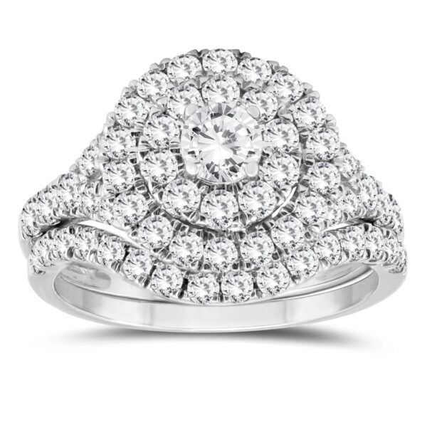 2 Carat TW Diamond Engagement Ring and Wedding Band Bridal Set in 10K White Gold- BSS57396