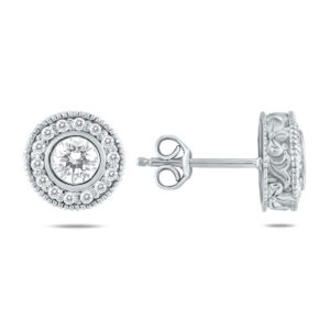 3/4 CTW 30 Stone Genuine Diamond Bezel Earrings 10K White Gold- ERF12498