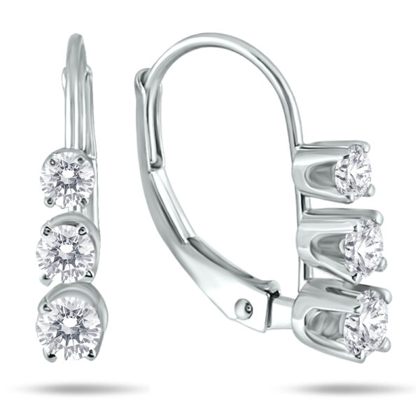 1/2 Carat TW Three Stone Drop Earrings in 10K White Gold- ERF50287