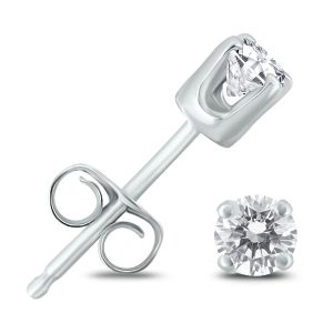 1/4 Carat TW Round Solitaire Diamond Stud Earrings in.925 Sterling Silver- ERF50348