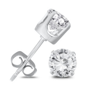 1 Carat TW Round Solitaire Diamond Stud Earrings in.925 Sterling Silver- ERF50352