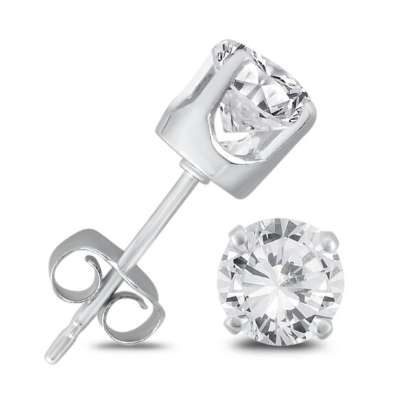 1 Carat TW Round Solitaire Diamond Stud Earrings in.925 Sterling Silver- ERF50352