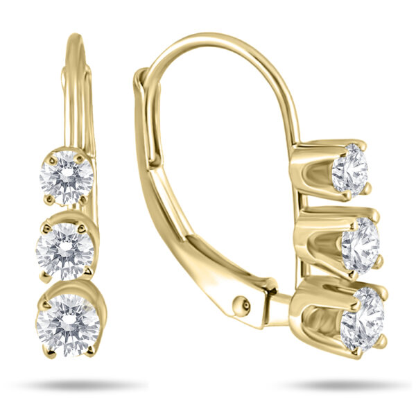 1/2 Carat TW Three Stone Drop Earrings in 10K Yellow Gold- ERF50660