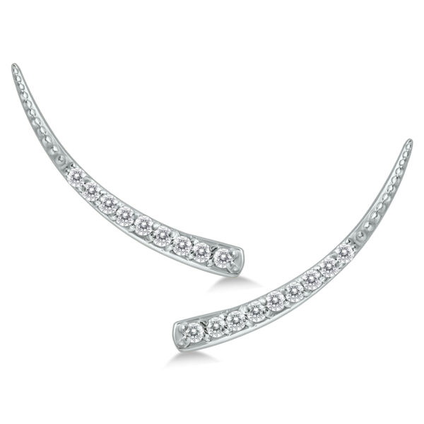 1/5 CTW Genuine Diamond Climber Earrings in 14K White Gold- ERF562071