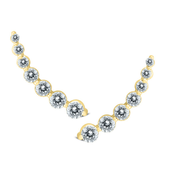 1 1/4 CTW Genuine Diamond Climber Earrings Set in 14K Yellow Gold- ERF562492