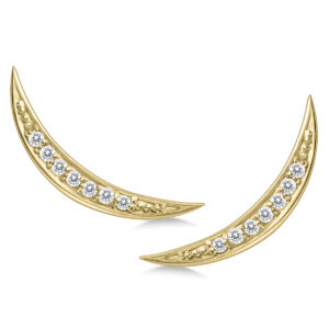 1/8 CTW Genuine Diamond Moon Climber Earrings in 14K Yellow Gold- ERF562496