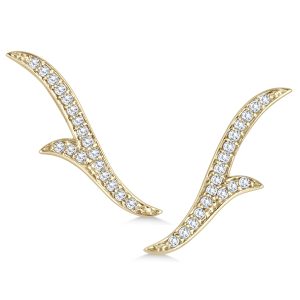 1/5 CTW Genuine Diamond Leaf Climber Earrings in 14K Yellow Gold- ERF562498