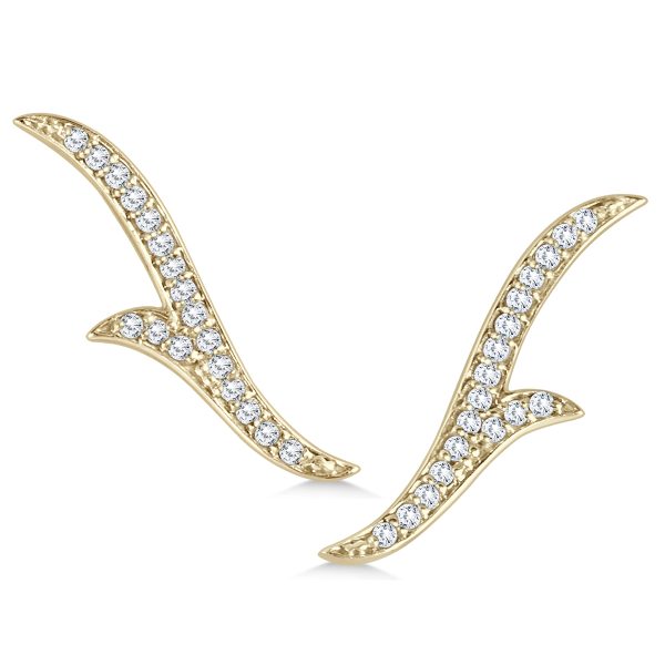 1/5 CTW Genuine Diamond Leaf Climber Earrings in 14K Yellow Gold- ERF562498