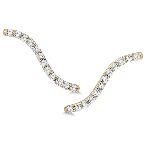 1/4 CTW Genuine Diamond S-Shaped Climber Earrings in 14K Yellow Gold- ERF562502