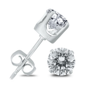 3/4 CTW Round Solitaire Genuine Diamond Stud Earrings in 14K White Gold- ERF562508