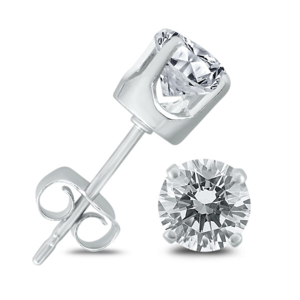 3/4 CTW Round Solitaire Genuine Diamond Stud Earrings in 14K White Gold- ERF562508