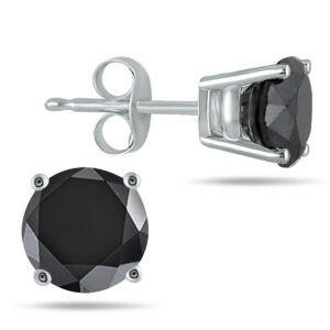5 CTW Genuine Black Diamond Stud Earrings in 14K White Gold- ERF562511BK