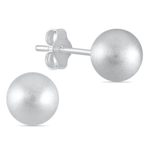 6mm Satin Finish Ball Stud Earrings in.925 Sterling Silver- ERF56615