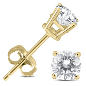 1/2 Carat TW Round Diamond Solitaire Stud Earrings in 14K Yellow Gold- ERF56740