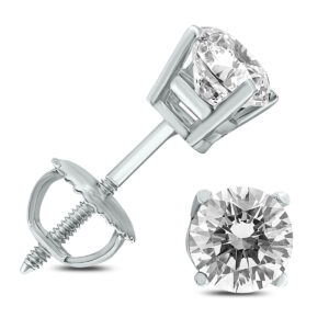 1 1/4 Carat TW AGS Certified Round Diamond Solitaire Stud Earrings in 14K White Gold- ERF56749