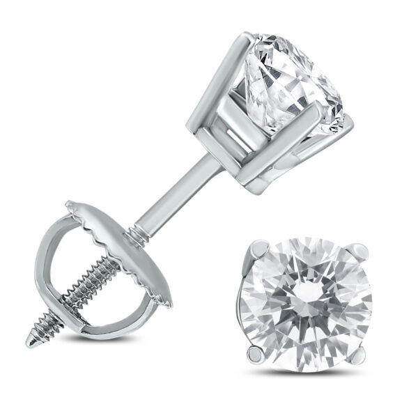 1 Carat TW Round Diamond Solitaire Stud Earrings in 14K White Gold- ERF56750