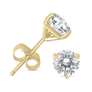 1/2 Carat TW AGS Certified Martini Set Round Diamond Solitaire Earrings in 14K Yellow Gold- ERF57132