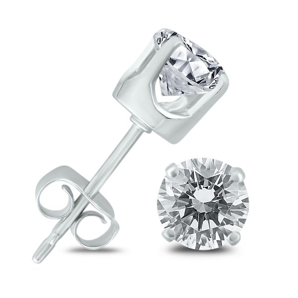 1 Carat TW Diamond Solitaire Stud Earrings in 14K White Gold- ERF57177