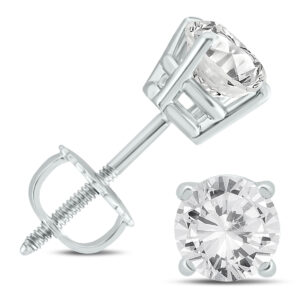 1 1/2 Carat TW Diamond Solitaire Stud Earrings in 14K White Gold (K-L Color, I2-I3 Clarity)- ERF57181