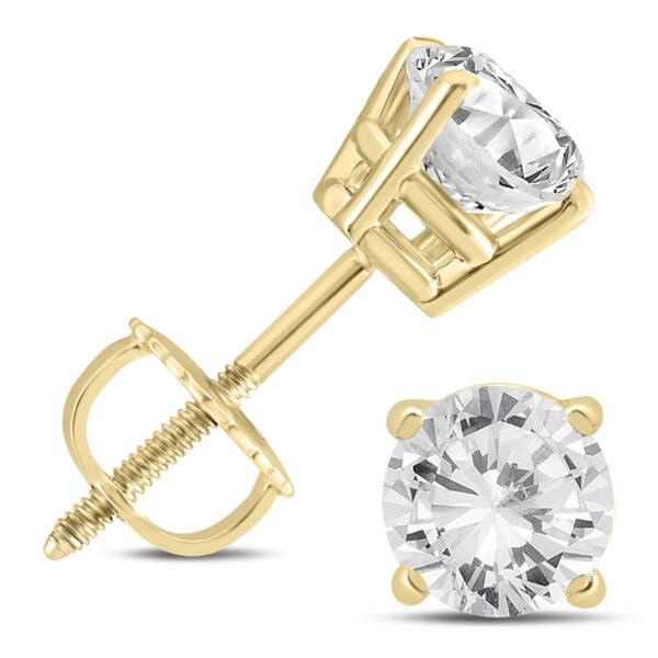 14K Yellow Gold 1 1/2 Carat TW AGS Certified Diamond Solitaire Earrings- ERF57184