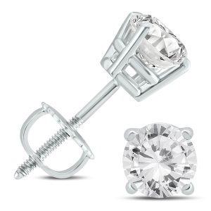 14K White Gold 1 1/2 Carat TW AGS Certified Diamond Solitaire Earrings (I-J Color, I2-I3 Clarity)- ERF57185