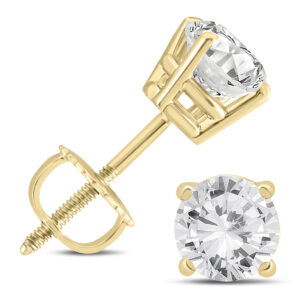 14K Yellow Gold 1 1/2 Carat TW AGS Certified Diamond Solitaire Earrings (I-J Color, I2-I3 Clarity)- ERF57186