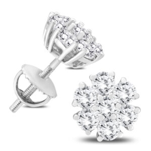 1 Carat TW Diamond Cluster Earrings in 10K White Gold- ERF57418