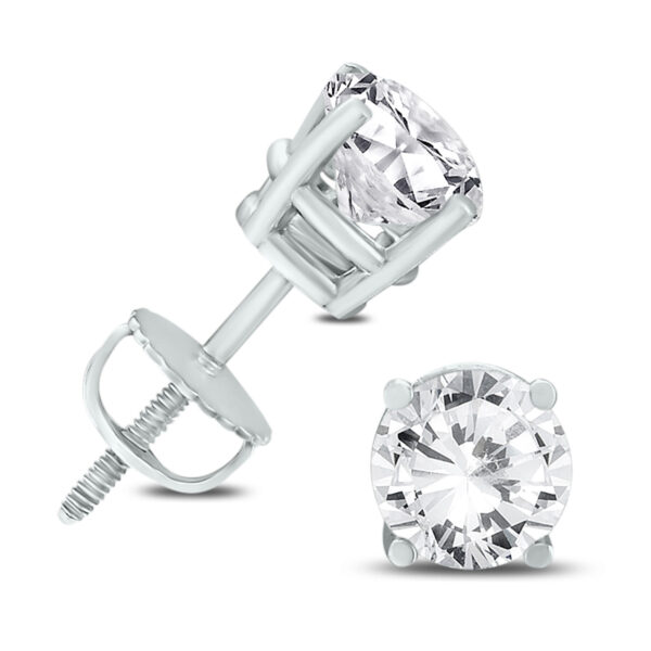 14K White Gold 2 Carat TW AGS Certified Diamond Solitaire Earrings- ERF57424