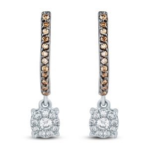 1/4 Carat TW Brown and White Diamond Drop Earrings in 10K White Gold- ERF57581
