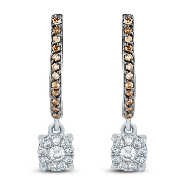 1/4 Carat TW Brown and White Diamond Drop Earrings in 10K White Gold- ERF57581