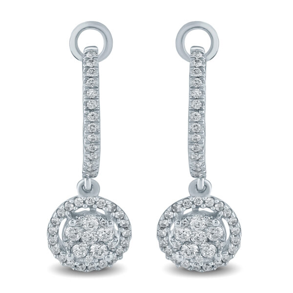 1/2 Carat TW Diamond Cluster Drop Earrings in 10K White Gold- ERF57585