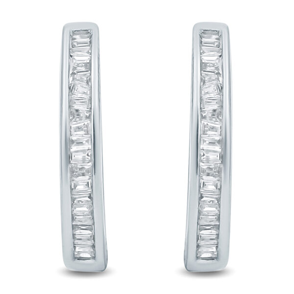 1/5 Carat TW Baguette Diamond Hoop Earrings in 10K White Gold- ERF57588